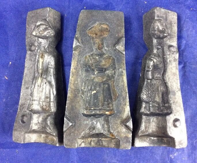 Antique Letang Chocolate Heavy Mold Metal 3 Piece Boy Russian Folk Soldier