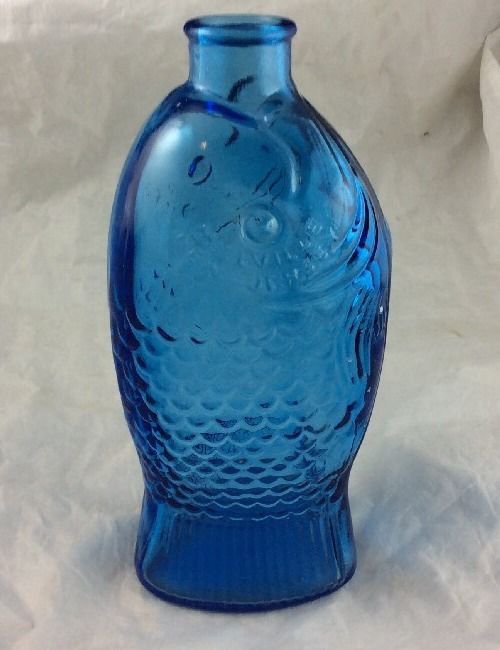 Doctor Fisch's Bitters Fish Bottle Blue Millville NJ Wheaton New Jersey