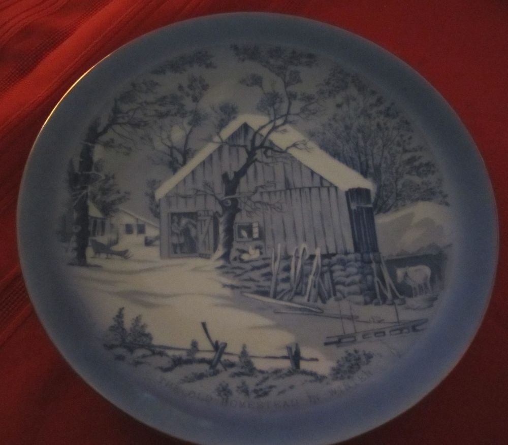 The Old Homestead in Winter Christmas theme collector's plate made in Japan