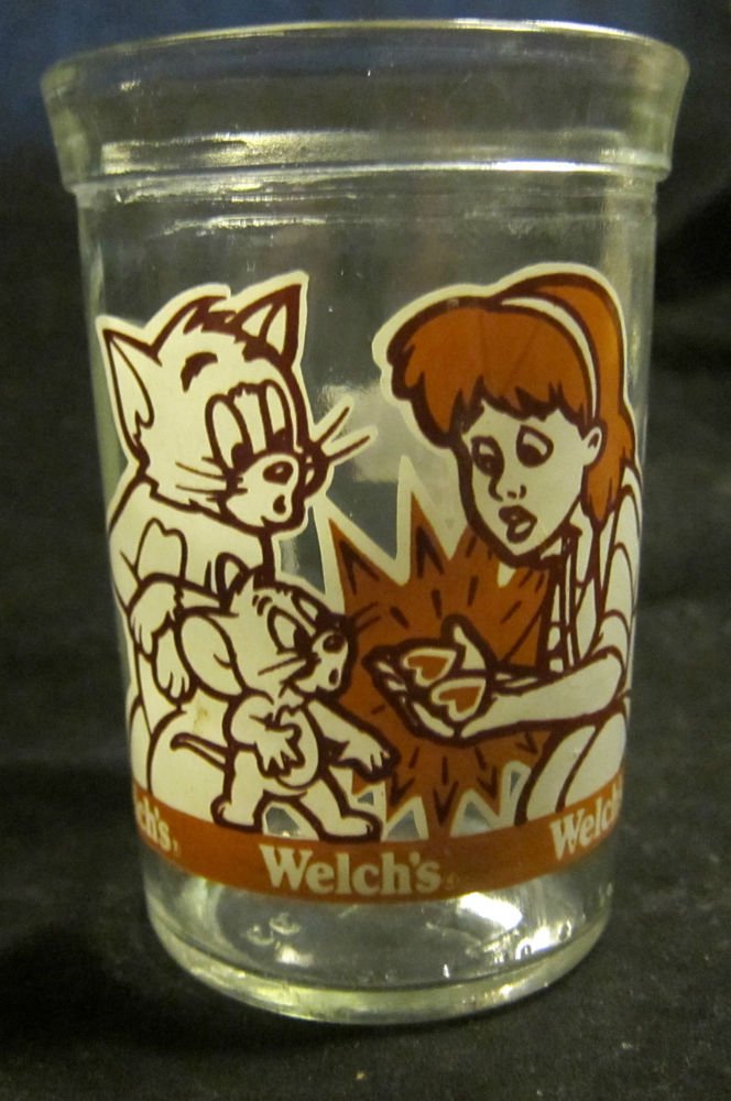 Tom & Jerry the Movie Welch's jelly jar/glass~2 hearts cat~1993~Free US Ship