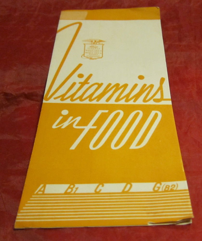 vintage Vitamins in Food pamphlet by the Kellogg Company~1950's-1960's