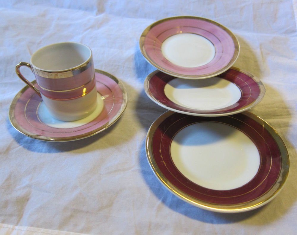 1 Demitasse cup & 4 saucers~vintage Arnart Royal Crown 2822~free US shipping