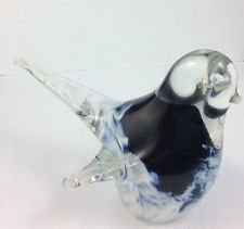 Vintage 1988 Art Glass Bird Signed Poalo? Scandinavian? Italian? Blue White