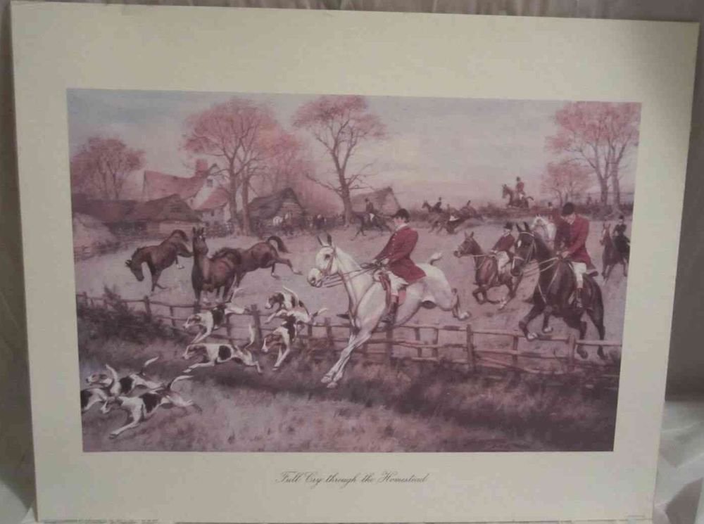 George Wright print Full Cry Through the Homestead 16 X 20 Horse & Hunt theme