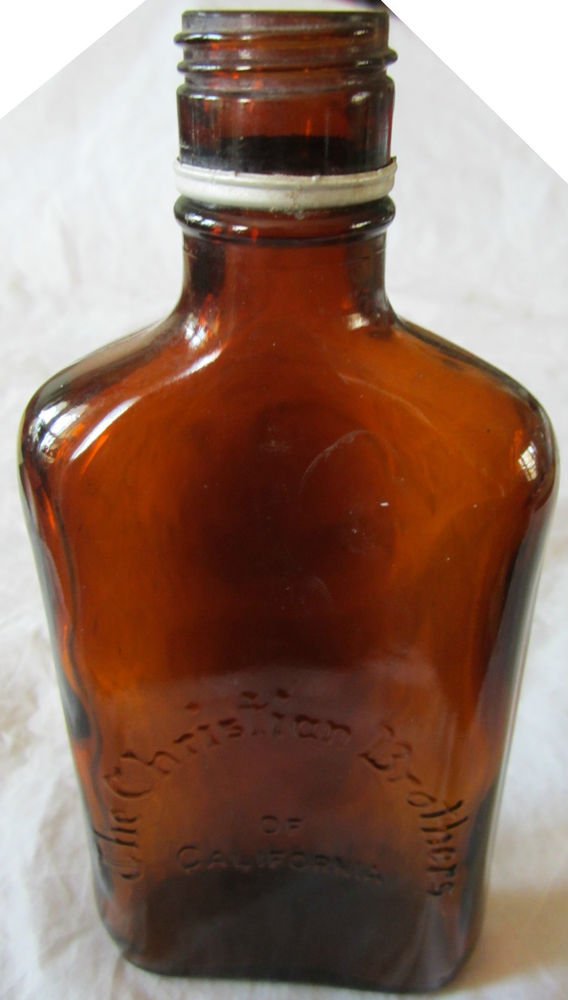 The Christian Brothers of California Flask bottle~vintage glass~FREE US SHIP