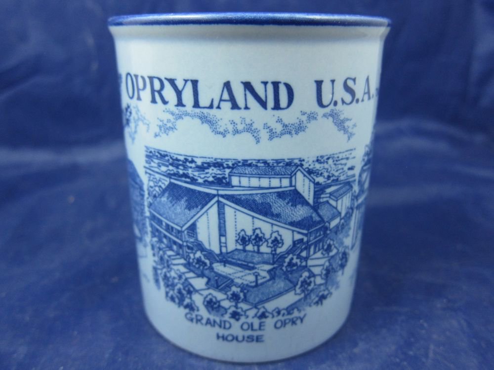Vintage Opryland USA blue Souvenir Mug Nashville Roy Acuff Museum Opry House