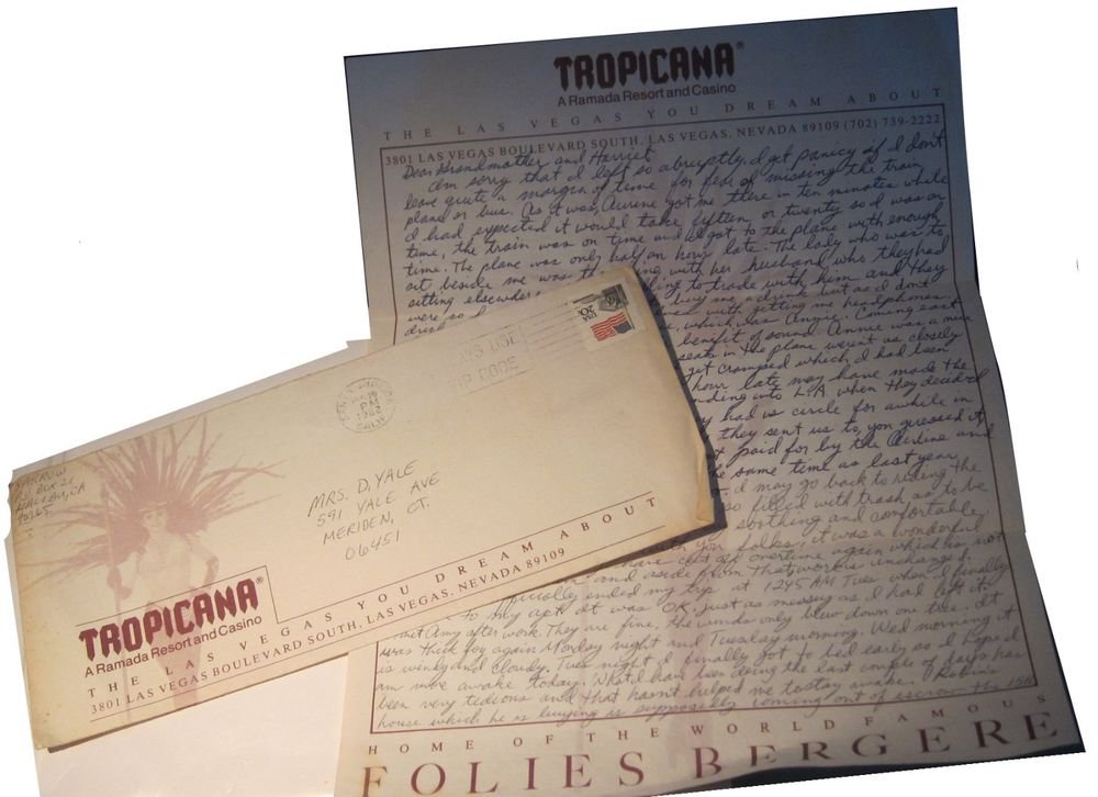 Vintage Tropicana Resort & Casino Las Vegas Letter~envelope & letterhead