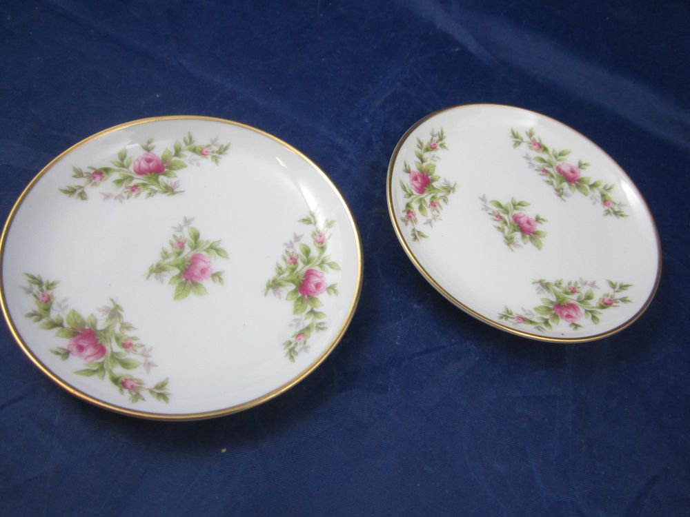 2 Butter plates Rosenthal Germany Pompadour Moss Rose Moliere White