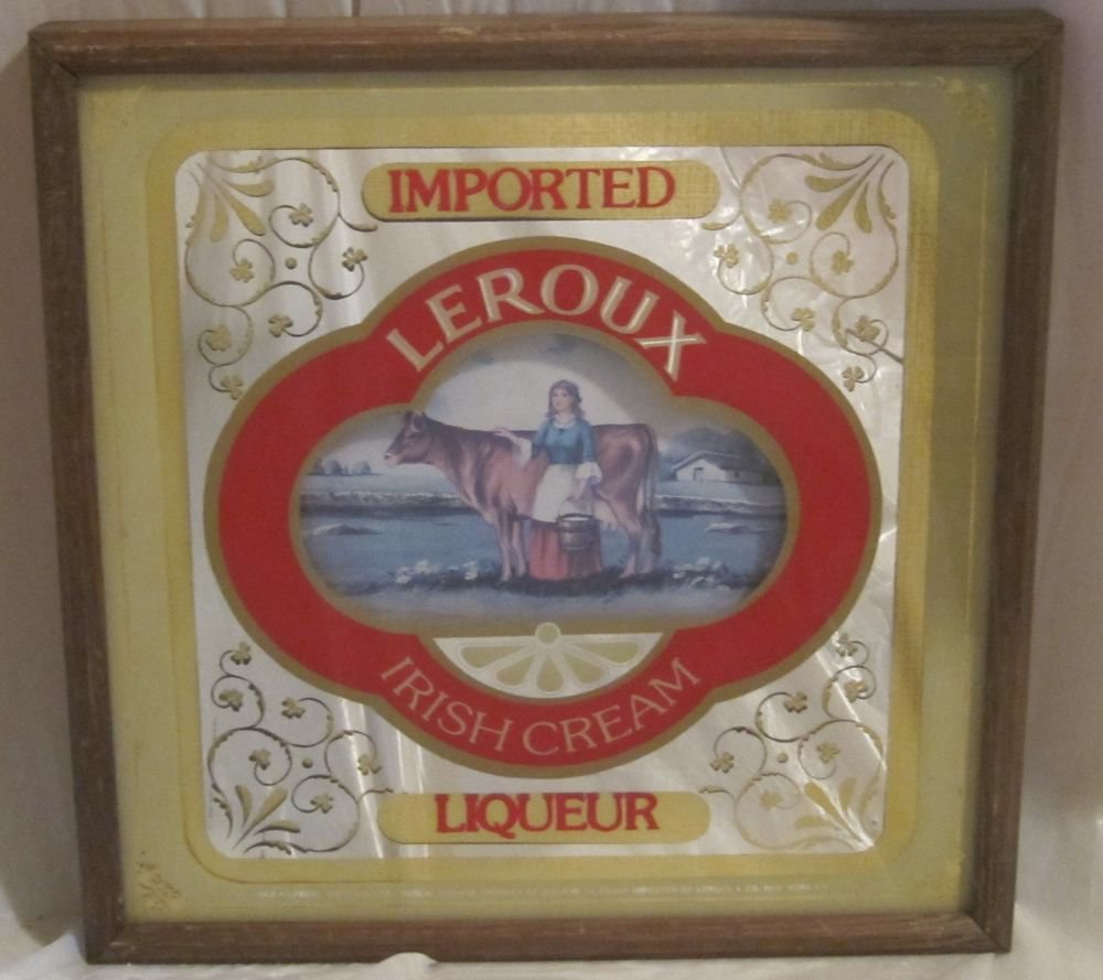 Vintage Leroux Irish Cream Liqueur Mirror Sign Old Kilkenny Distilling Co.