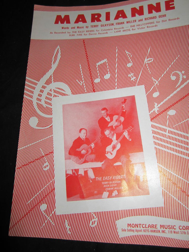 Marianne sheet music featured by The Easy Riders~Gilkyson Miller Dehr