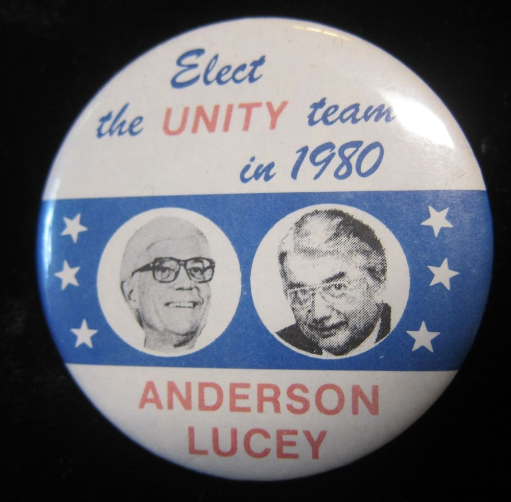 Anderson-Lucey election pin/button~Elect the Unity Team in 1980~FREE US SHIP