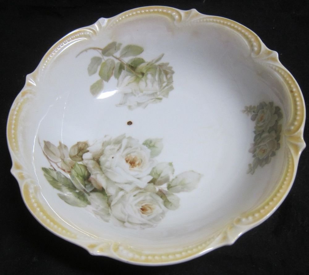 PK Silesia 1914-1922 "tent" marking BOWL~Porzellanfabrik Koenigszelt~Roses