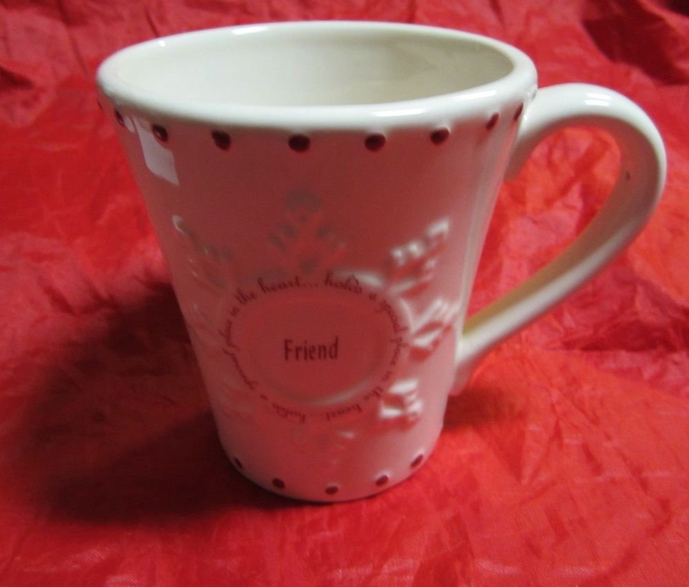 Friend mug by Russ Berrie cream & red ceramic friendship coffee mug cup #22066