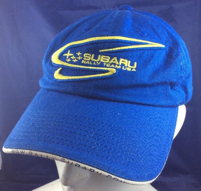 Subaru Rally Team USA Baseball Cap Hat Blue Yellow