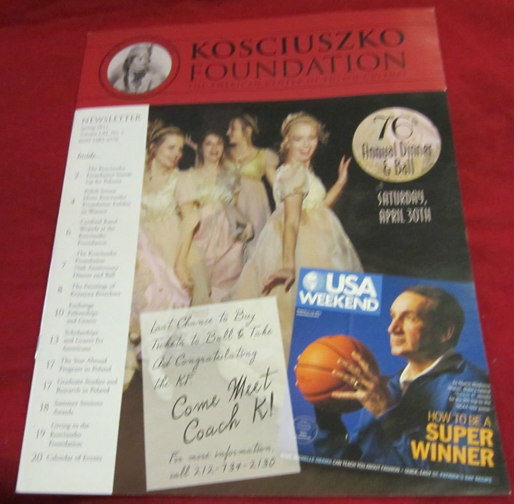 Kosciuszko Foundation magazine~Mike Krzyzewski Coach K at Duke on cover