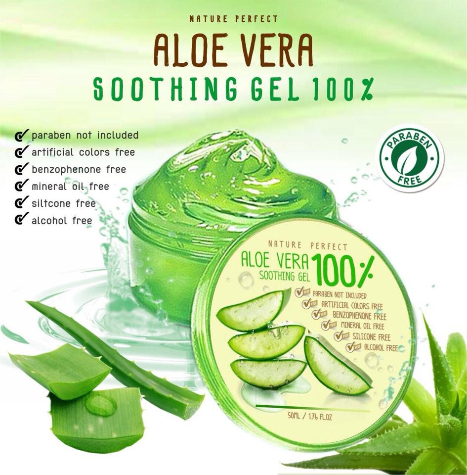 Nature Perfect Aloe vera soothing gel 100% Reduces scars, blemishes, dark spots.