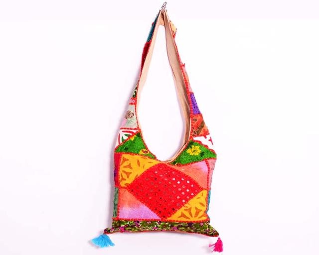 INDIAN BANJARA PATCHWORK VINTAGE HANDMADE ETHNIC MIRROR CROSS PURSE TRIBAL BAG