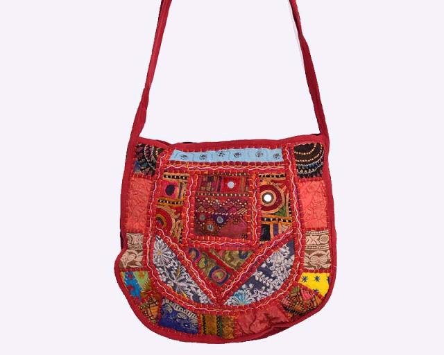 INDIAN BAG BANJARA EMBROIDERY VINTAGE PATCHWORK HANDMADE ETHNIC MIRROR WORK ART