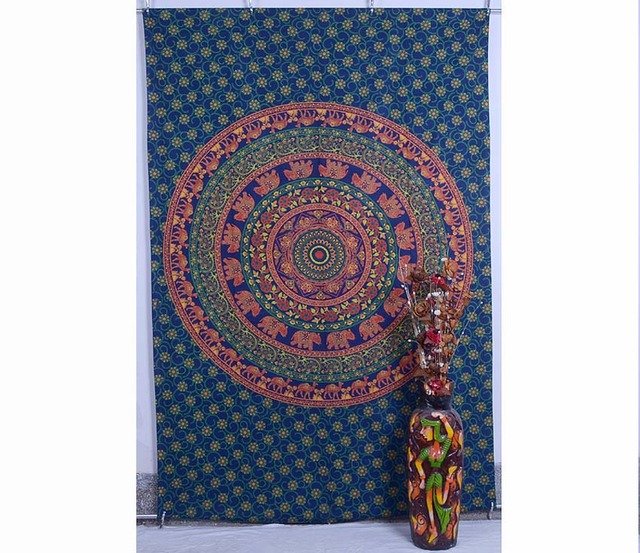 Elephant Mandala Psychedelic Hippie Wall Hanging Tapestry Throw Ethnic Indian