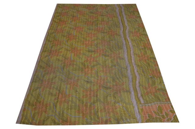INDIAN Patchwork Kantha Vintage Quilt Old SariRalli Bedspread Reversible Gudari