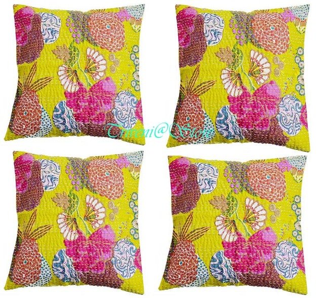 16" Indian Handmade Traditional Kantha Cushion Cover Ethnic Home Decor -2927