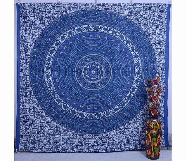 Indian Elephant Mandala Tapestry Psychedelic Hippie wall hanging Bed Decor Art