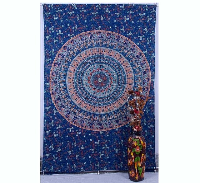 Indian Peacock Mandala Tapestry Wall Hanging Hippie Beach Blanket Ethnic Decor