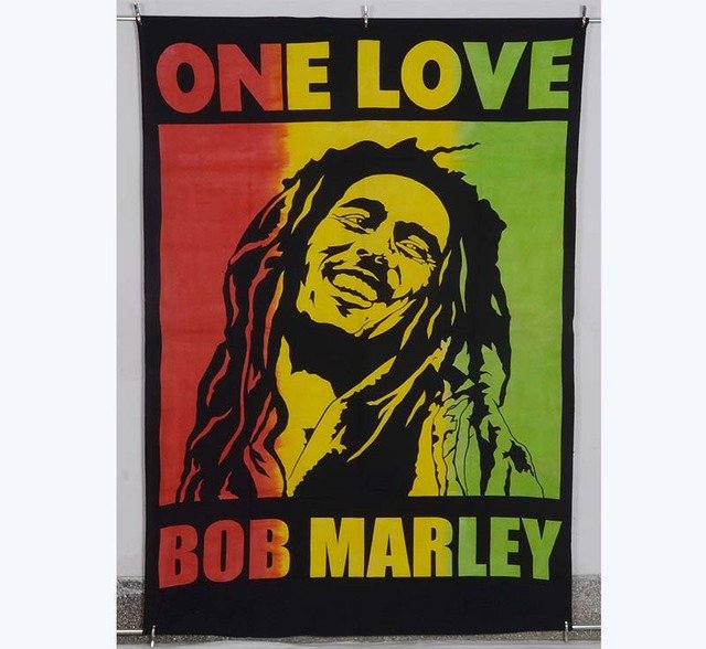 Indian Nice One Love Tapestry Wall Hanging Bob Marley Poster CottonTextile Flag