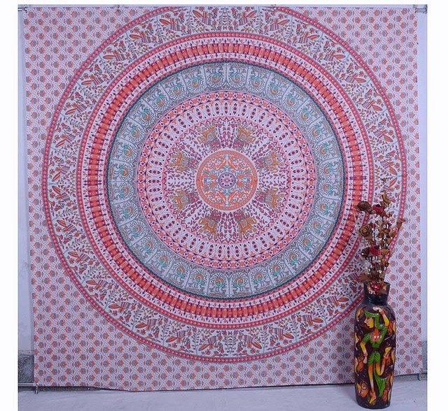 Indian Bird&Elephant Mandala Bohemian TableCloth Bedspread Wall Hanging Tapestry