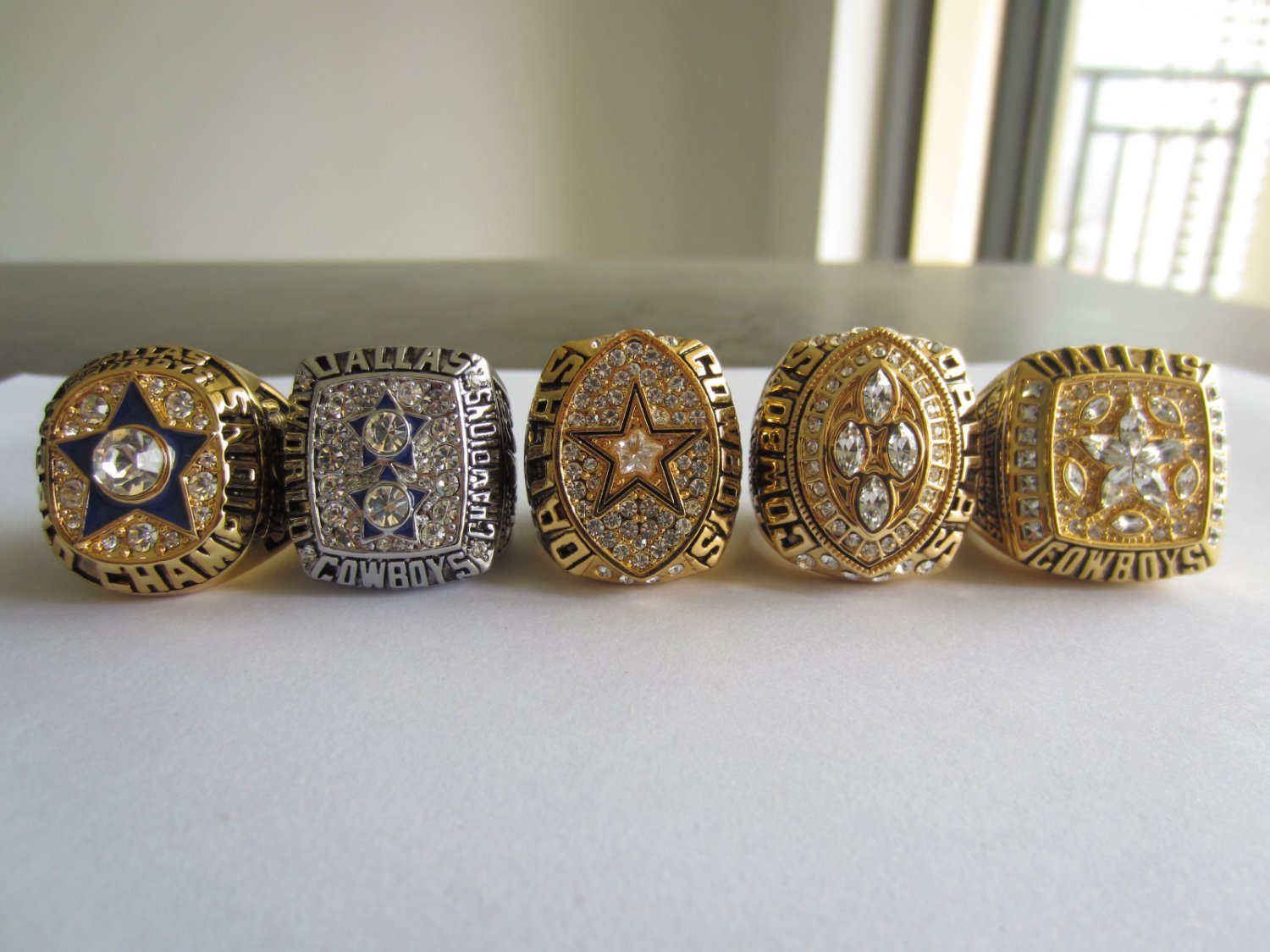 A Set Dallas Cowboys VI XII XXVII XXVIII XXX Super bowl championship rings 5 PCS size 11