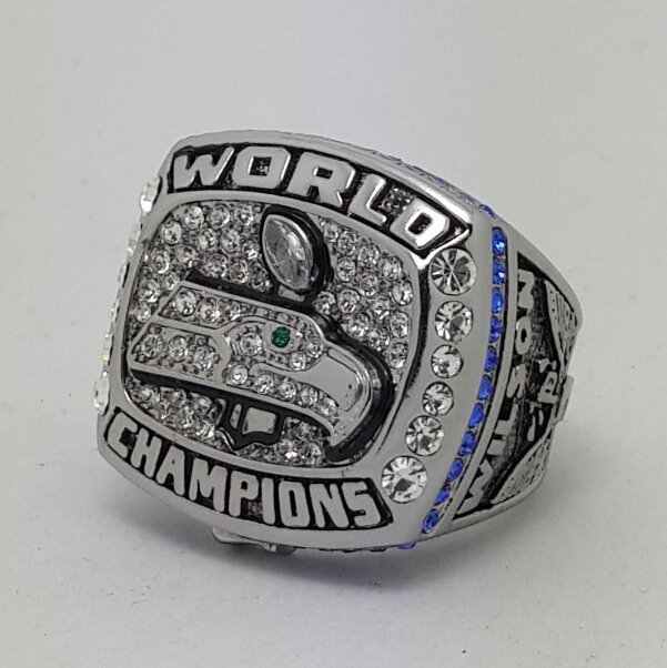 2013 Seattle Seahawks XLVIII Super bowl championship ring WILSON size 11 Back Solid