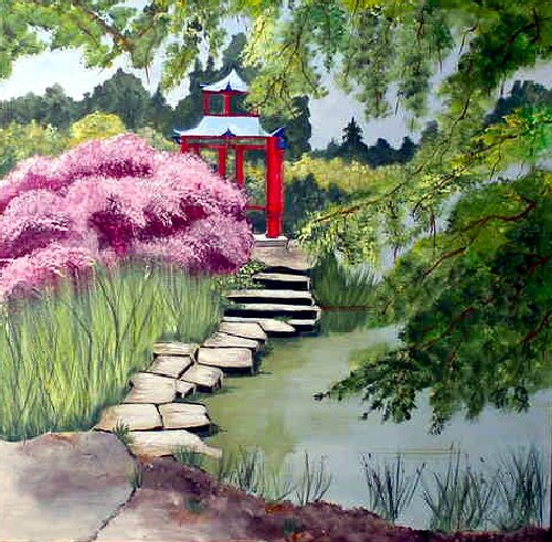 Serene Oriental Teahouse, ready to hang