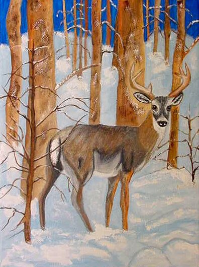 Winter Deer, ready to hang