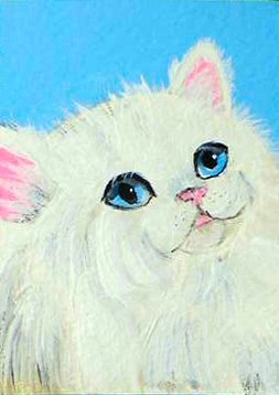 ACEO Long Hair White Kitten