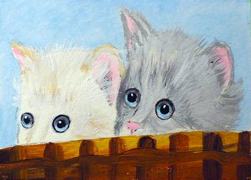 ACEO "Peeking Kittens"