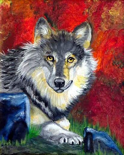 How to Paint a Wolf with pattern