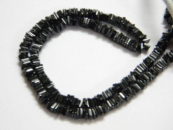 Black Spinel Square Heishi Cut Beads 16 inch strand 5 mm approx