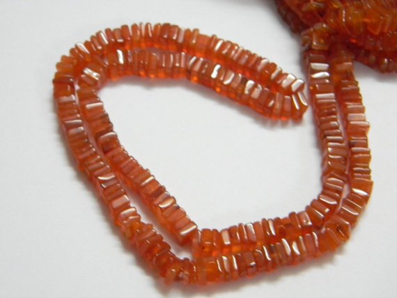 Carnelian Square Heishi Cut Beads 16 inch strand 5 mm approx