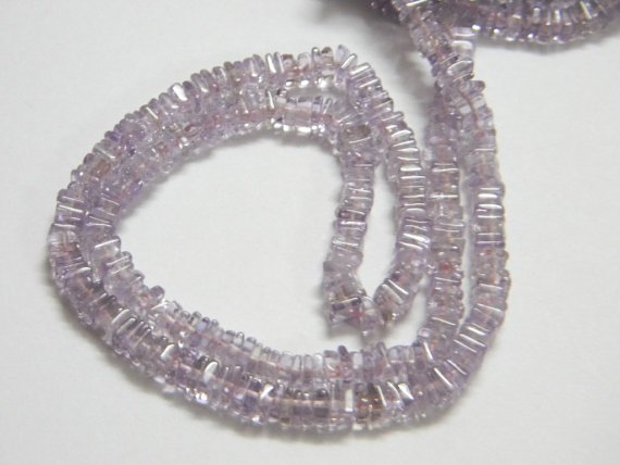 Pink Amethyst Square Heishi Cut Beads 16 inch strand 5 mm approx