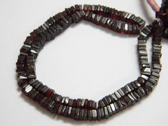 Garnet Square Heishi Cut Beads 16 inch strand 4.5 - 5 mm approx