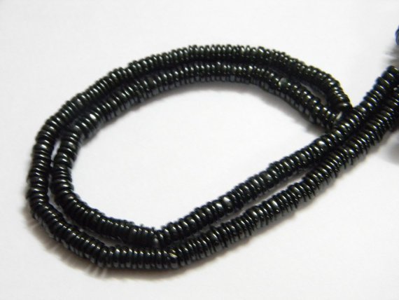Black Spinel Tyre Heishi Cut Beads 16 inch strand 5 mm approx