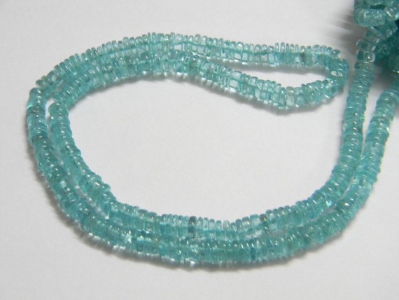Aqua Apatite Tyre Heishi Cut Beads 16 inch strand 4.5 - 5 mm approx