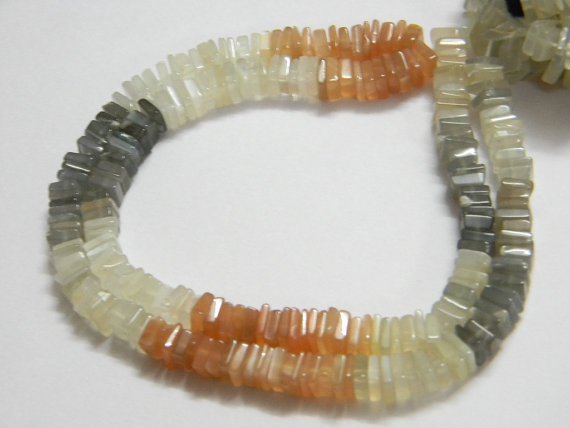 Multi Moonstone Square Heishi Cut Beads 16 inch strand 5.5- 6 mm approx