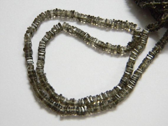 Smoky Quartz Square Heishi Cut Beads 16 inch strand 3.5- 4 mm approx