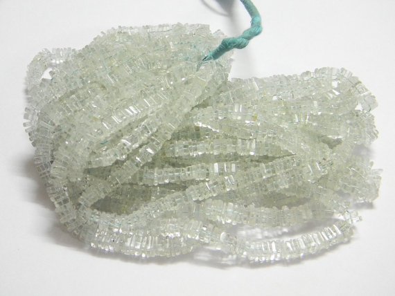 Aquamarine Square Heishi Cut Beads 16 inch strand 5 mm approx