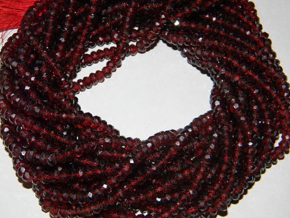 AAA Quality Mozambique Red Garnet Micro Faceted Roundell 14 inch strand 3 - 3.5 mm approx