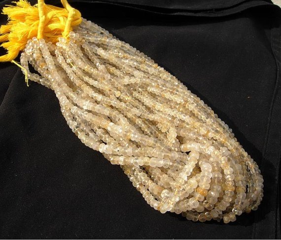 Golden Rutile Micro Faceted Roundell 14 inch strand 3 - 3.5 mm approx