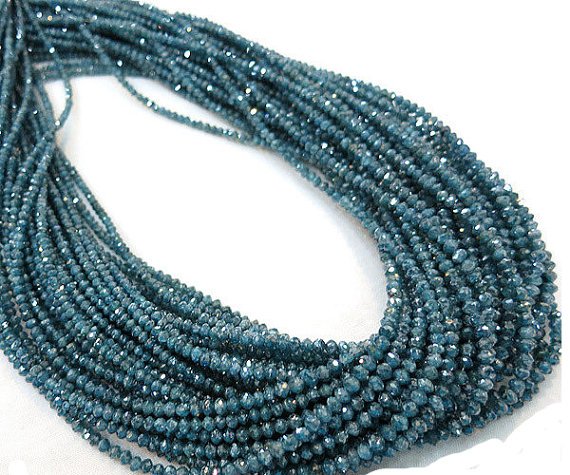 AAA Quality RARE TEAL Blue Diamond Faceted Roundell Beads 15" strand 2 - 2.50 mm approx