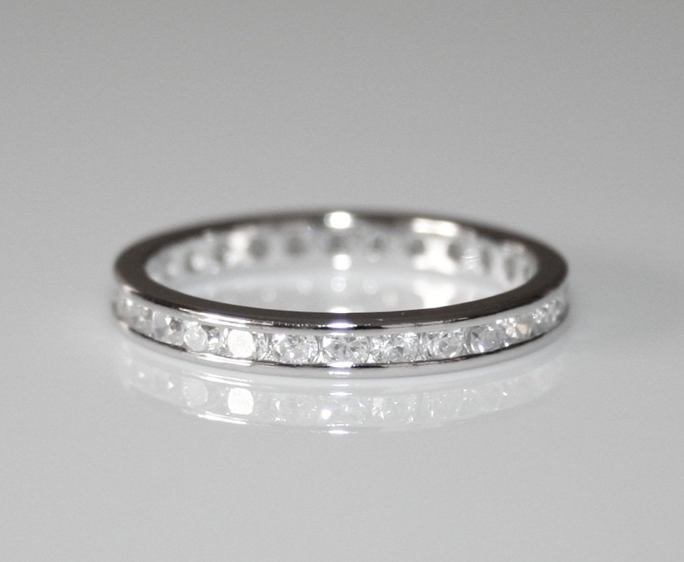 2.2MM STERLING SILVER ROUND CUT CZ FULL ETERNITY RING SIZEÂ