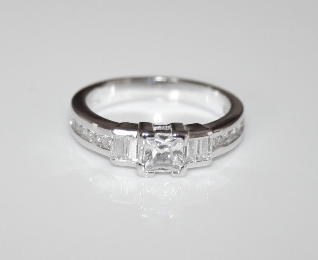 STERLING SILVER ART DECO STYLE 5MM 0.63CT PRINCESS CUT CZ RINGÂ (SIZES J - R)